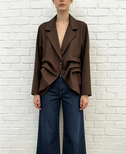 Rouched Blazer - Chocolate