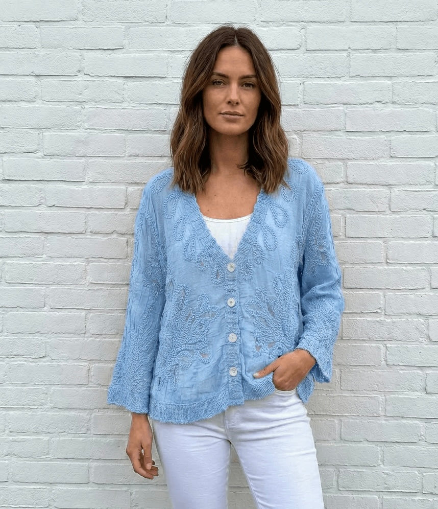CROCHET BLEND CARDI - BABY BLUE