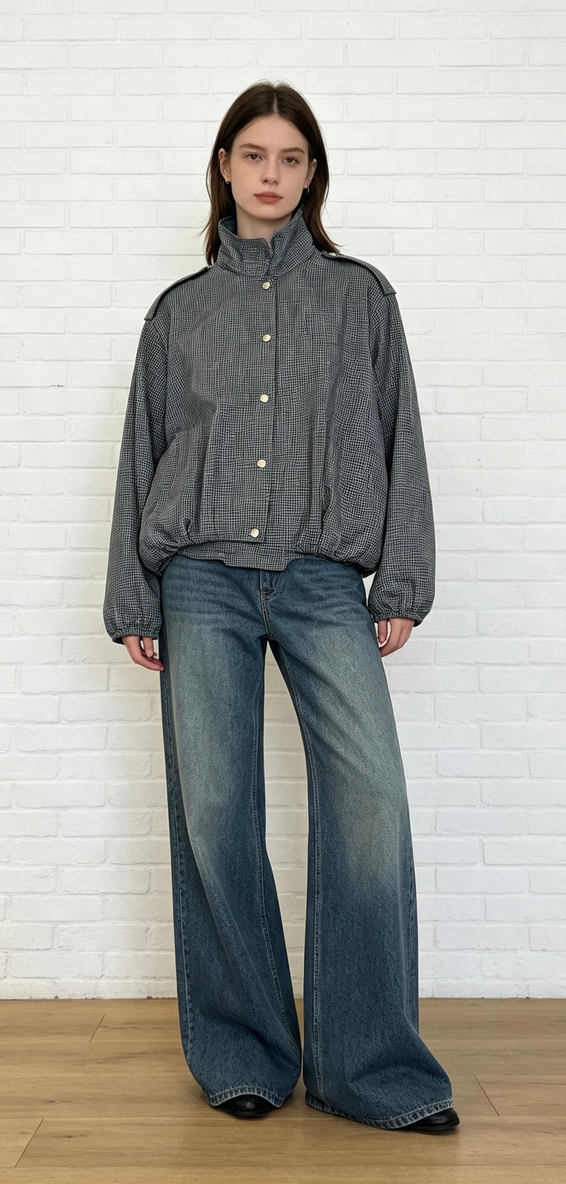 Check Harrington Jacket - Black
