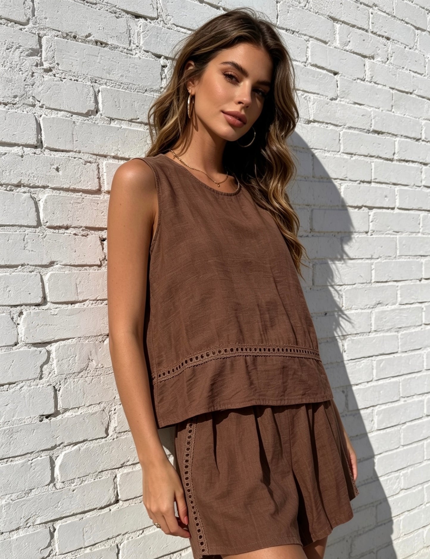 ZANA SHORTS SET - CHOCOLATE