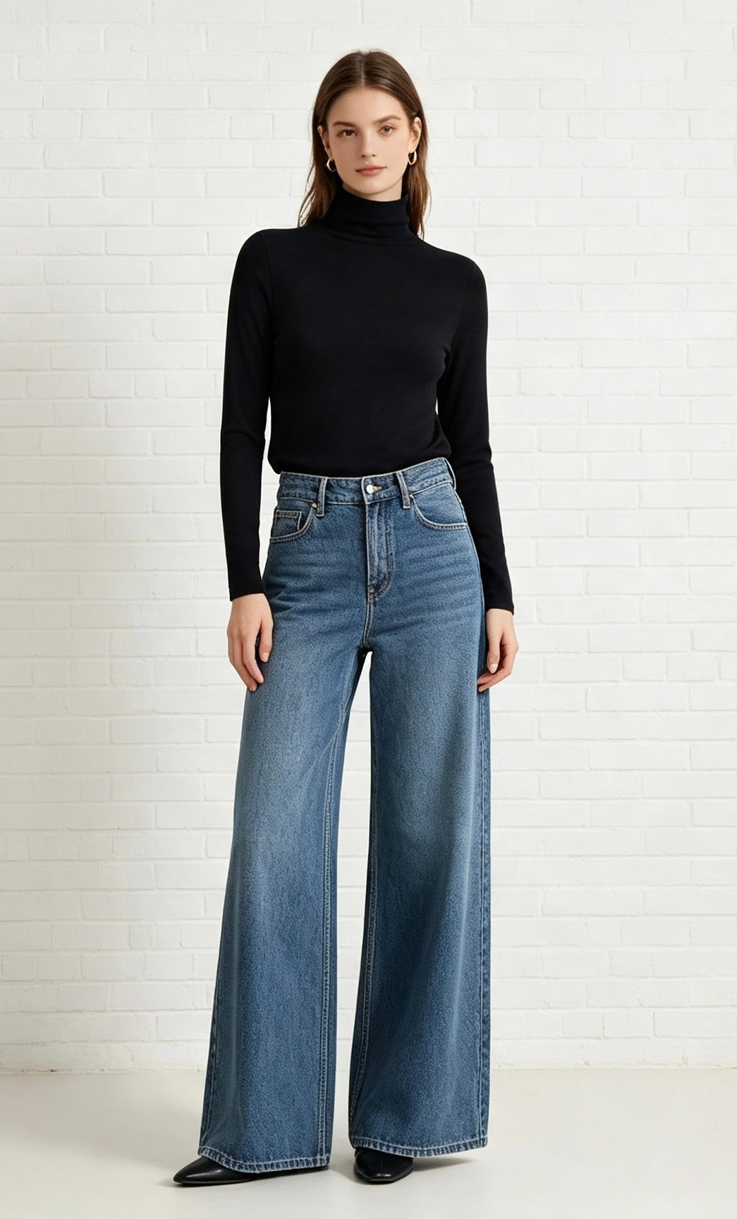 Mock Neck Snug Top - Black