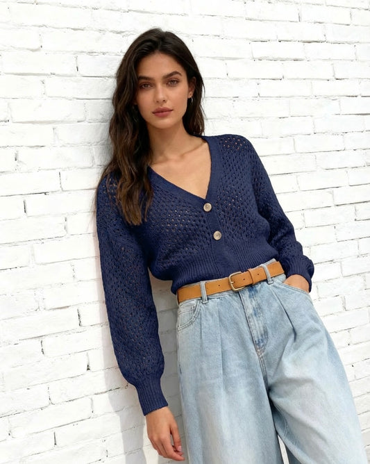 POLLY CARDI - NAVY
