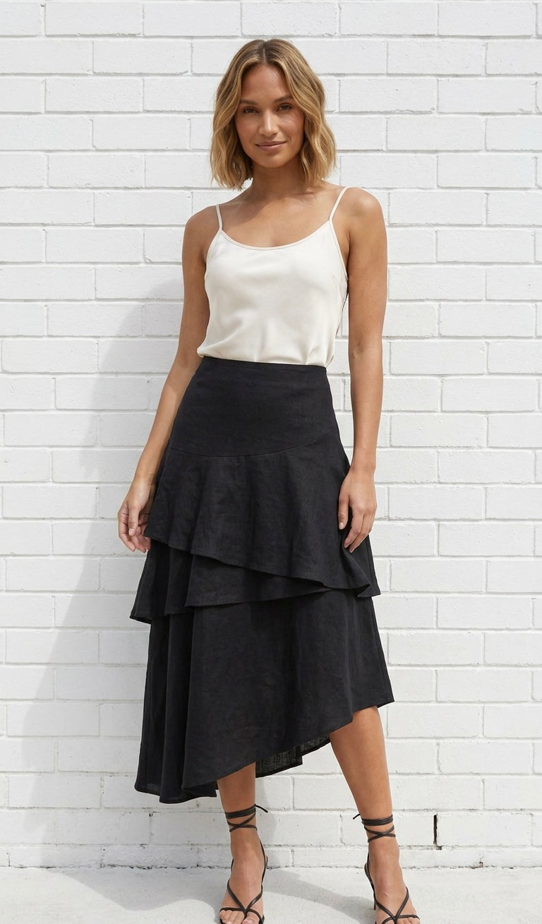 ASYMMETRICAL SKIRT - BLACK