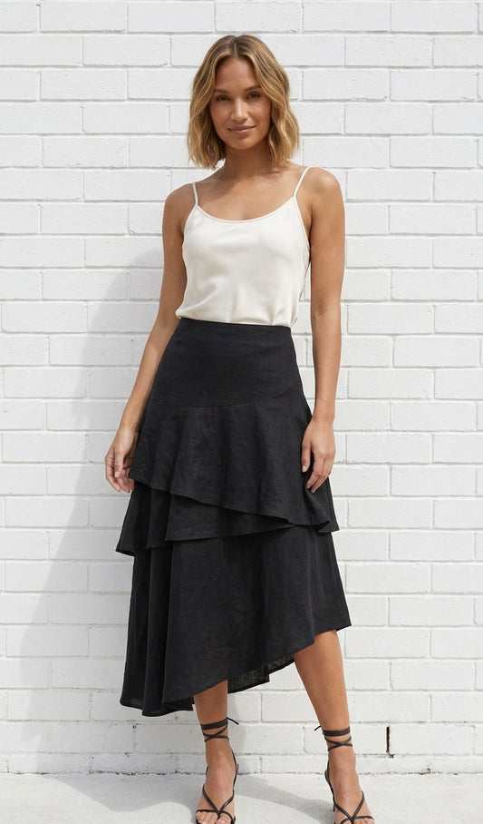ASYMMETRICAL SKIRT - BLACK