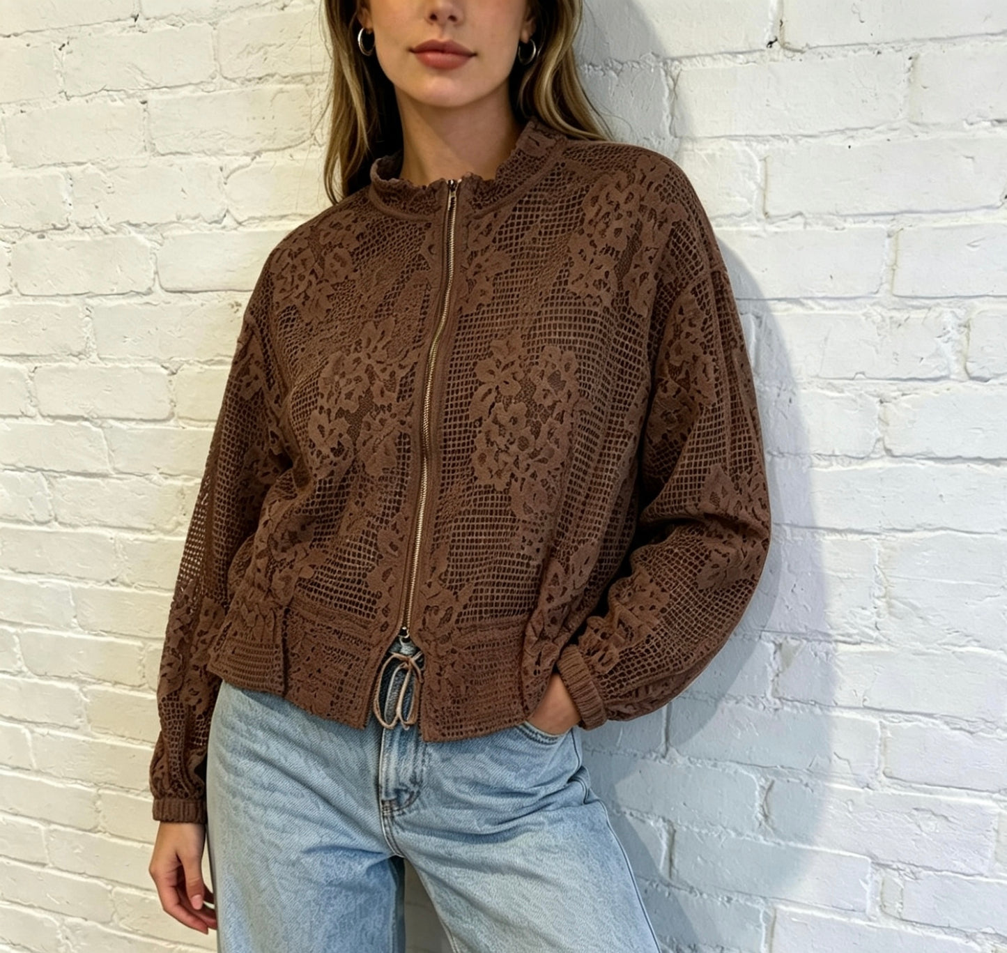 LACE BOMBER - CHOCOLATE