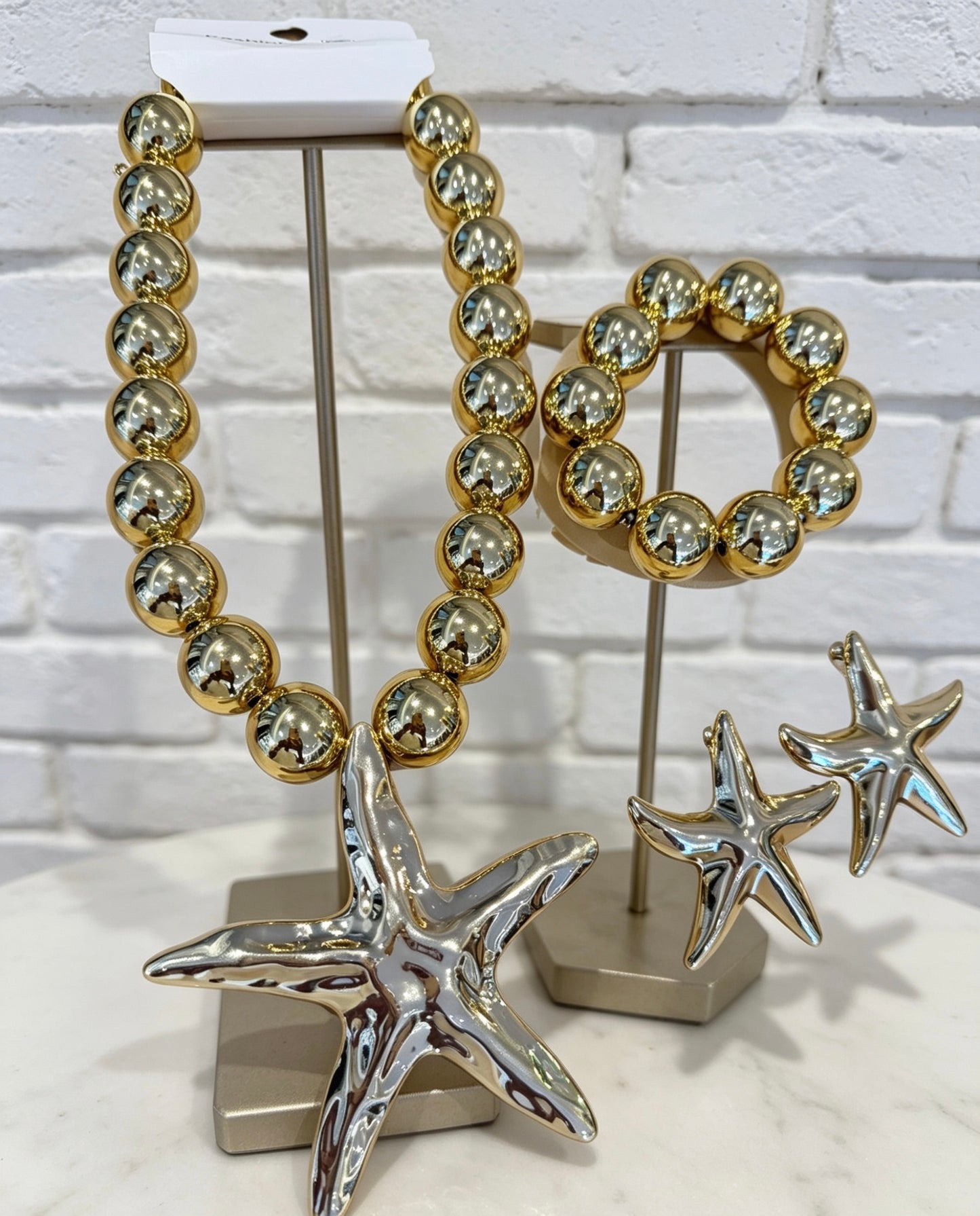 CHUNKY BEAD STARFISH SET - GOLD