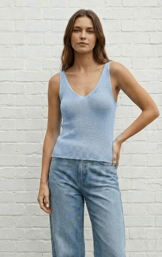 SPARKLE FINE KNIT VEST - BABY BLUE