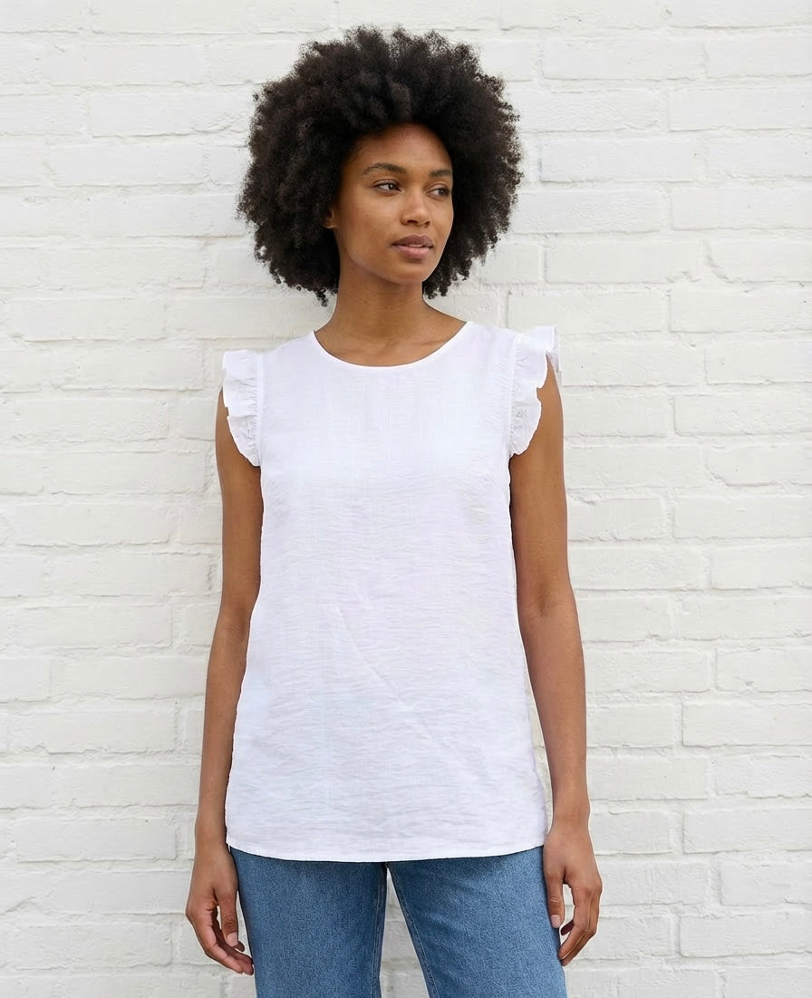 WHITE BUTTON BACK BLOUSE
