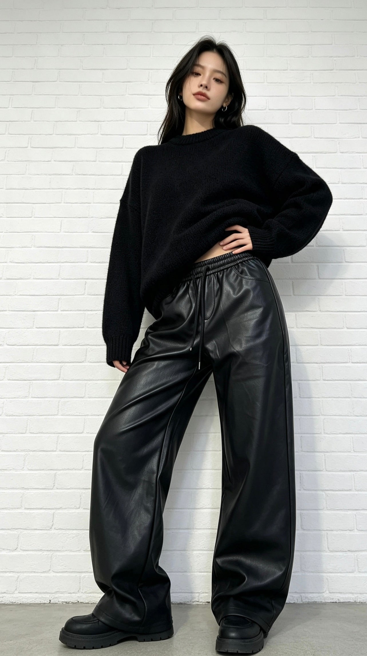 KERRY FAUX LEATHER JOGGERS - BLACK