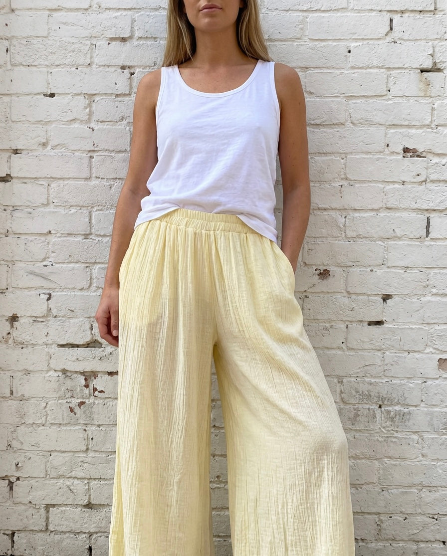 RHIA TROUSER - BUTTER LEMON