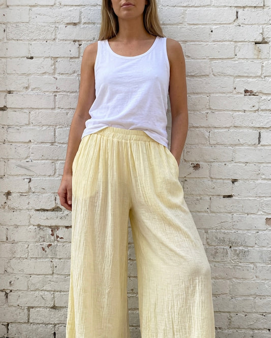 RHIA TROUSER - BUTTER LEMON