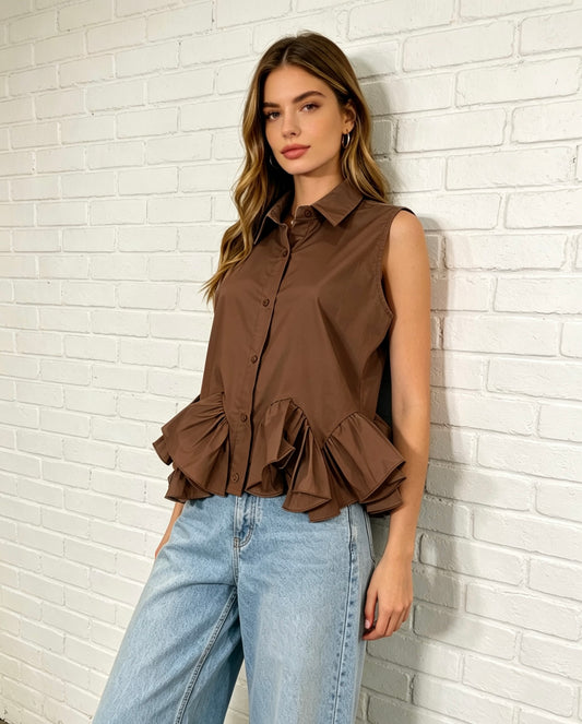 RENEE SHIRT - CHOCOLATE