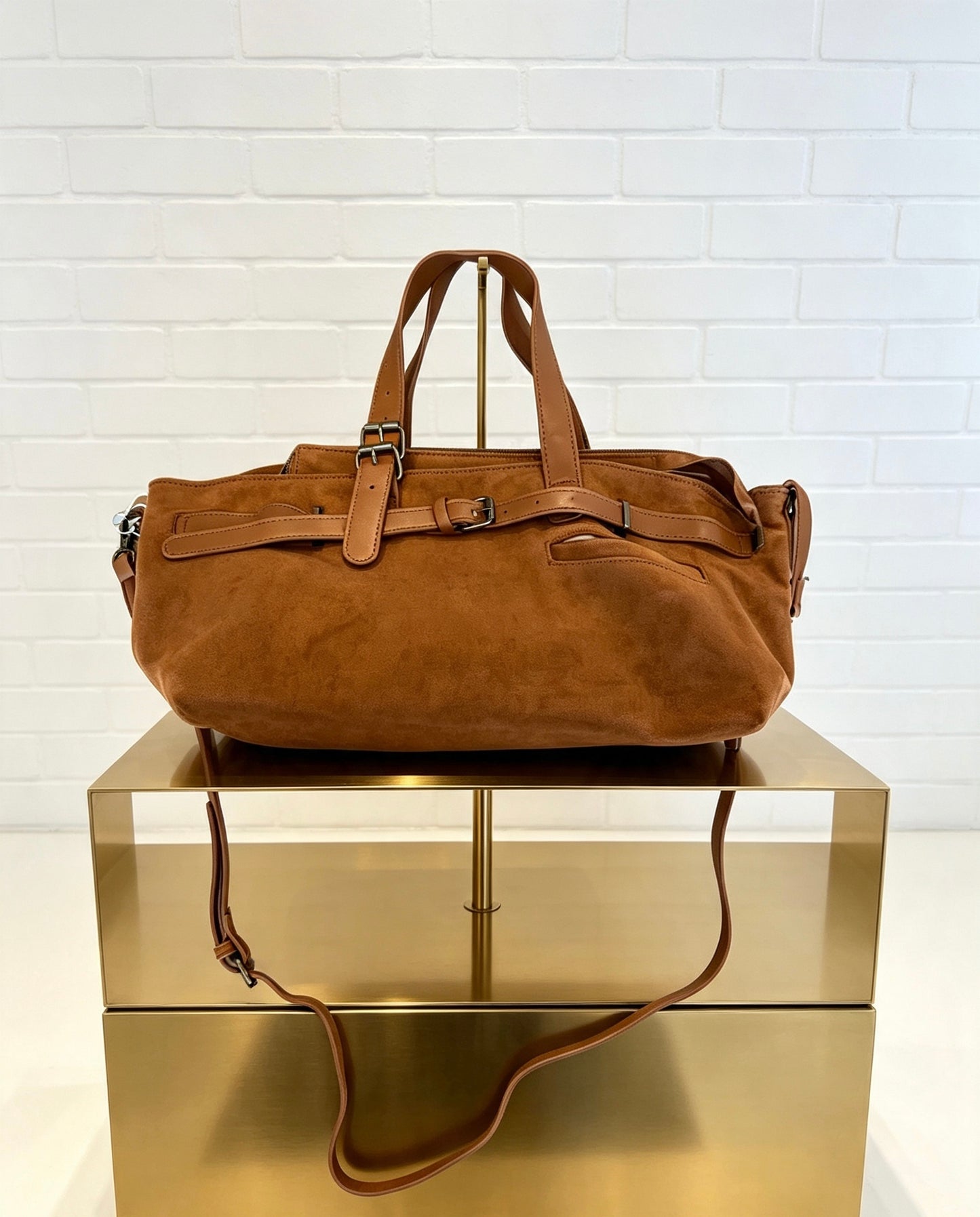 Faux Suede Bag - Tan