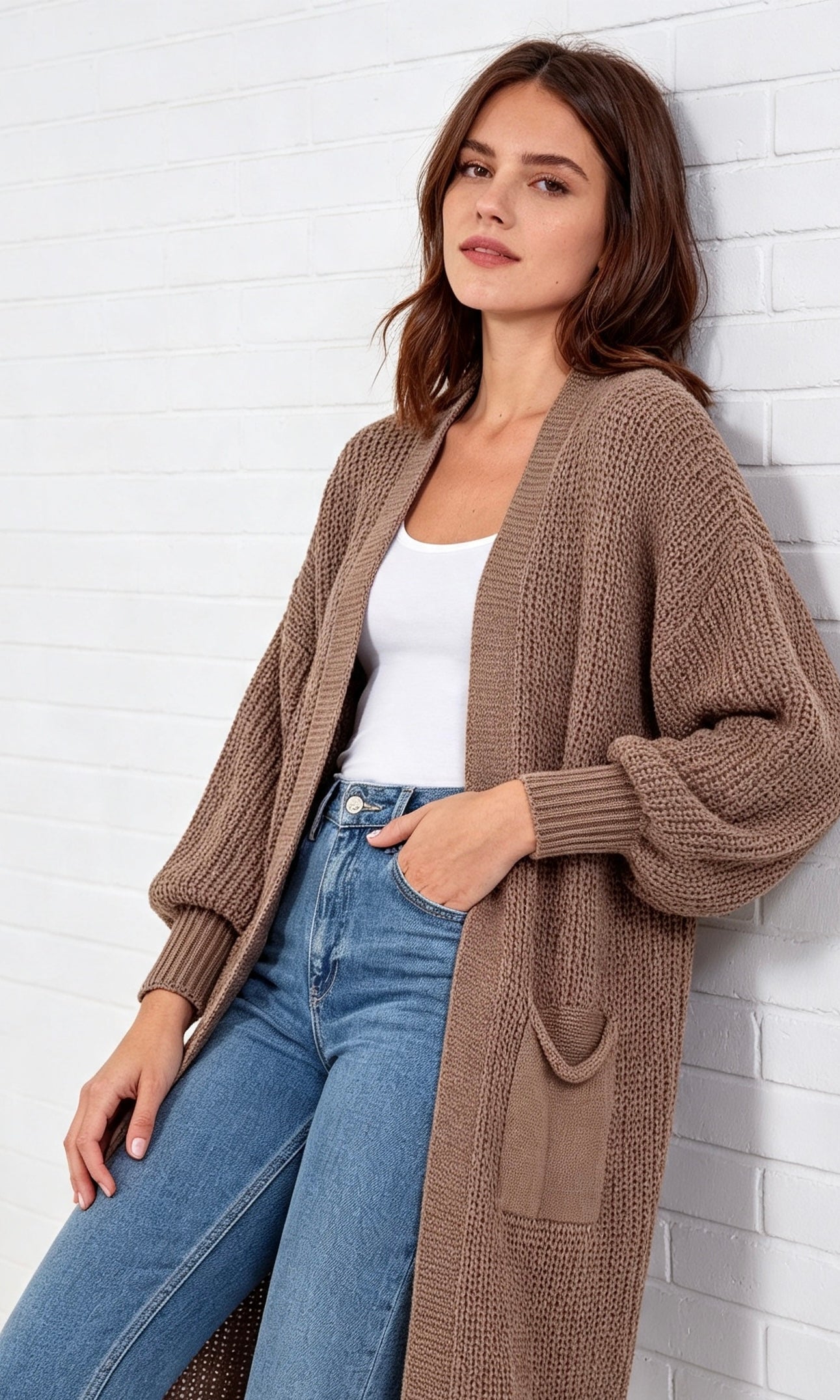 Longline cardi - Mocha