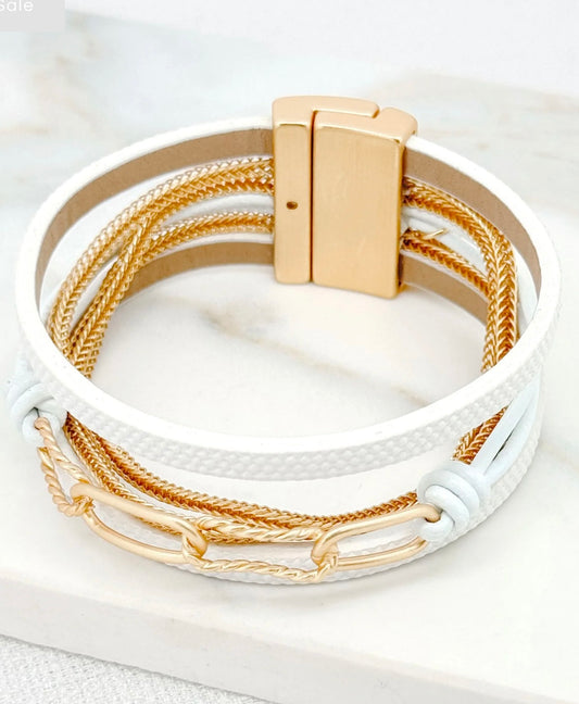 White And Gold Magnetic Bracelet
