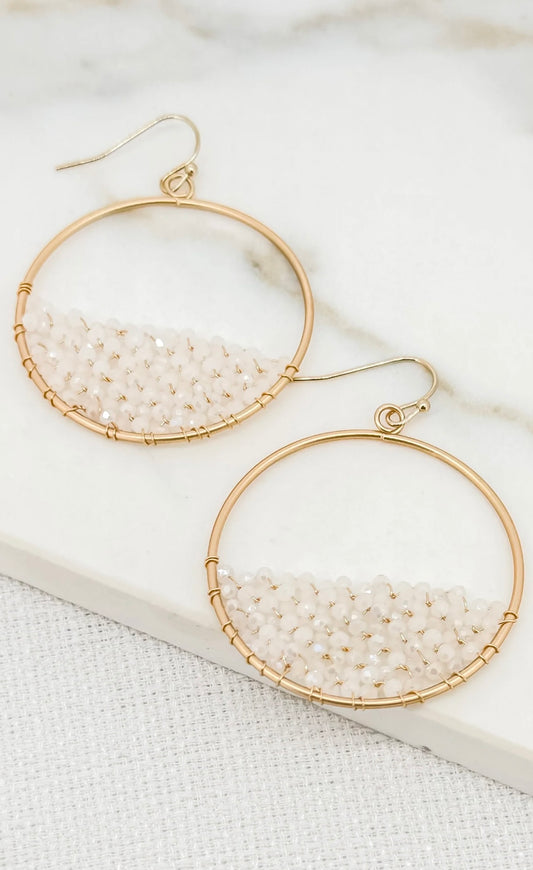 White And Gold Sequin Earrings