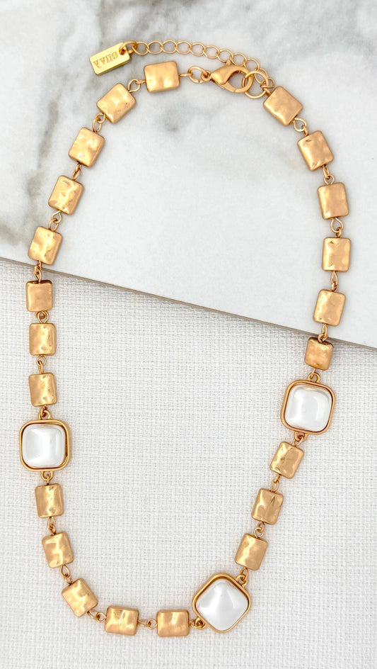 Gold And White Stone Neclace