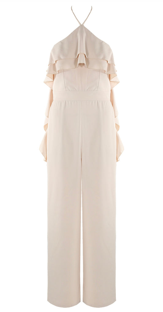 Cream Ruffle Jumpsuit