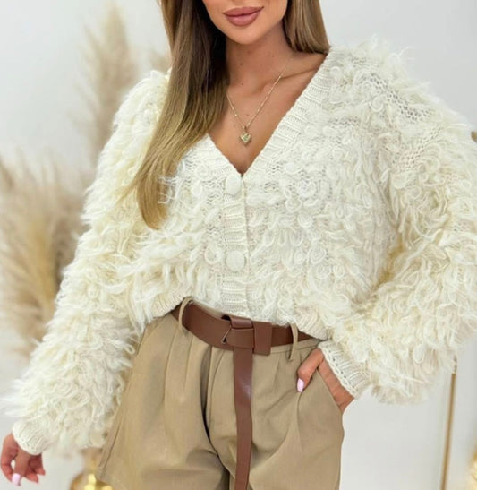 Cream Loop Cardigan